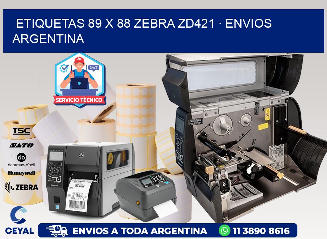 ETIQUETAS 89 x 88 ZEBRA ZD421 · ENVIOS ARGENTINA