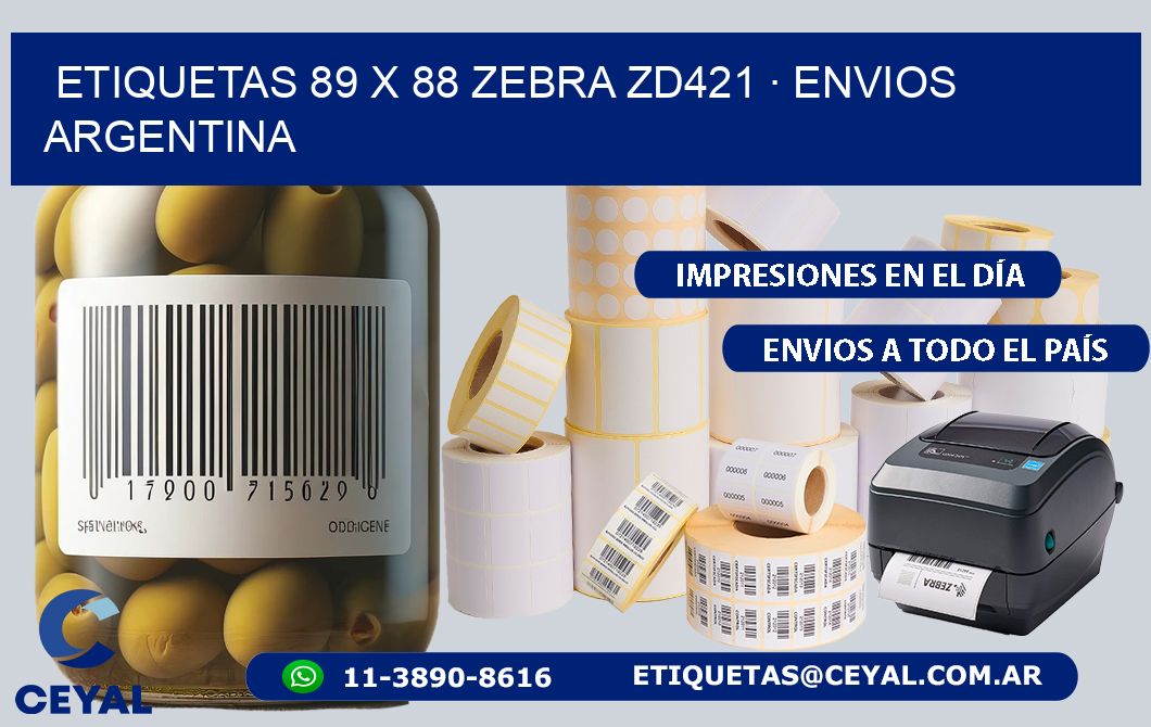 ETIQUETAS 89 x 88 ZEBRA ZD421 · ENVIOS ARGENTINA