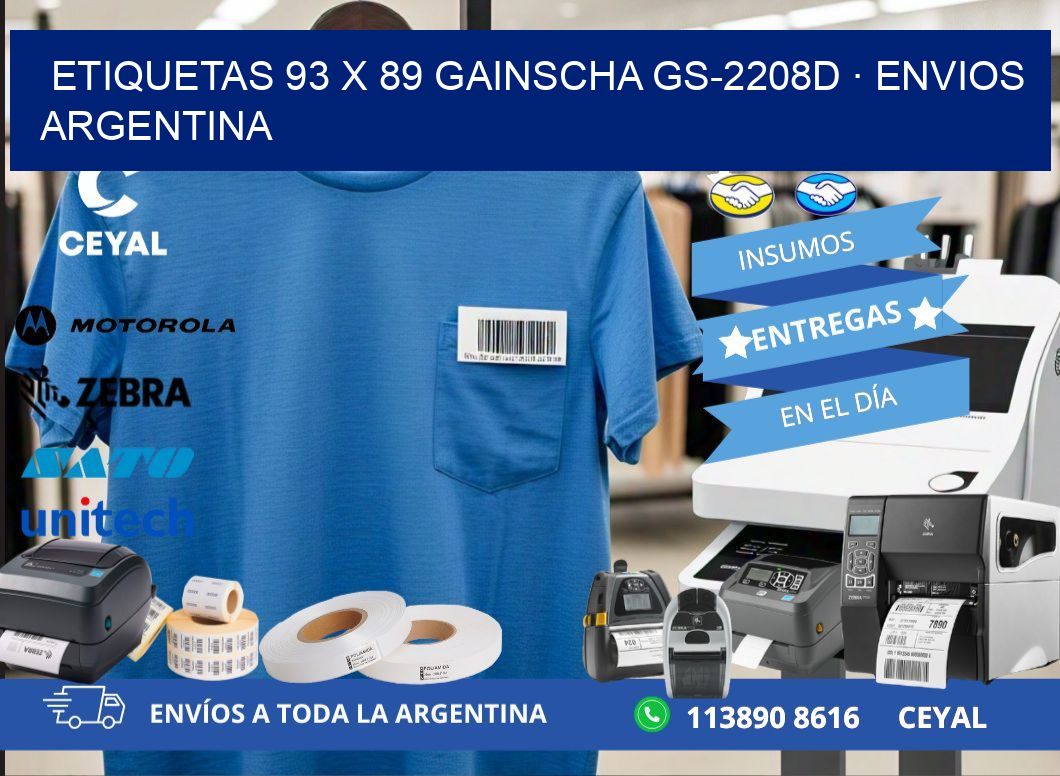 ETIQUETAS 93 x 89 GAINSCHA GS-2208D · ENVIOS ARGENTINA