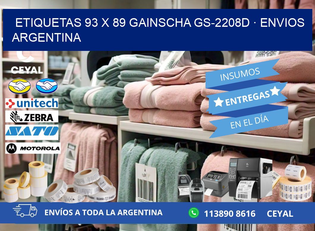 ETIQUETAS 93 x 89 GAINSCHA GS-2208D · ENVIOS ARGENTINA