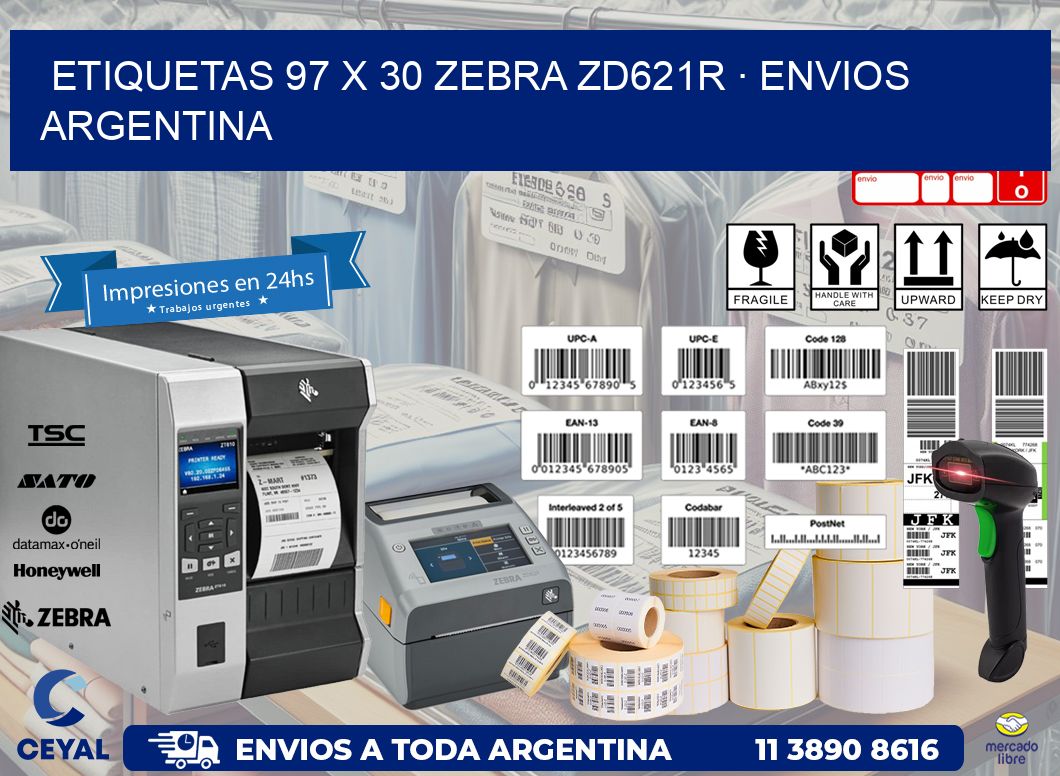 ETIQUETAS 97 x 30 ZEBRA ZD621R · ENVIOS ARGENTINA