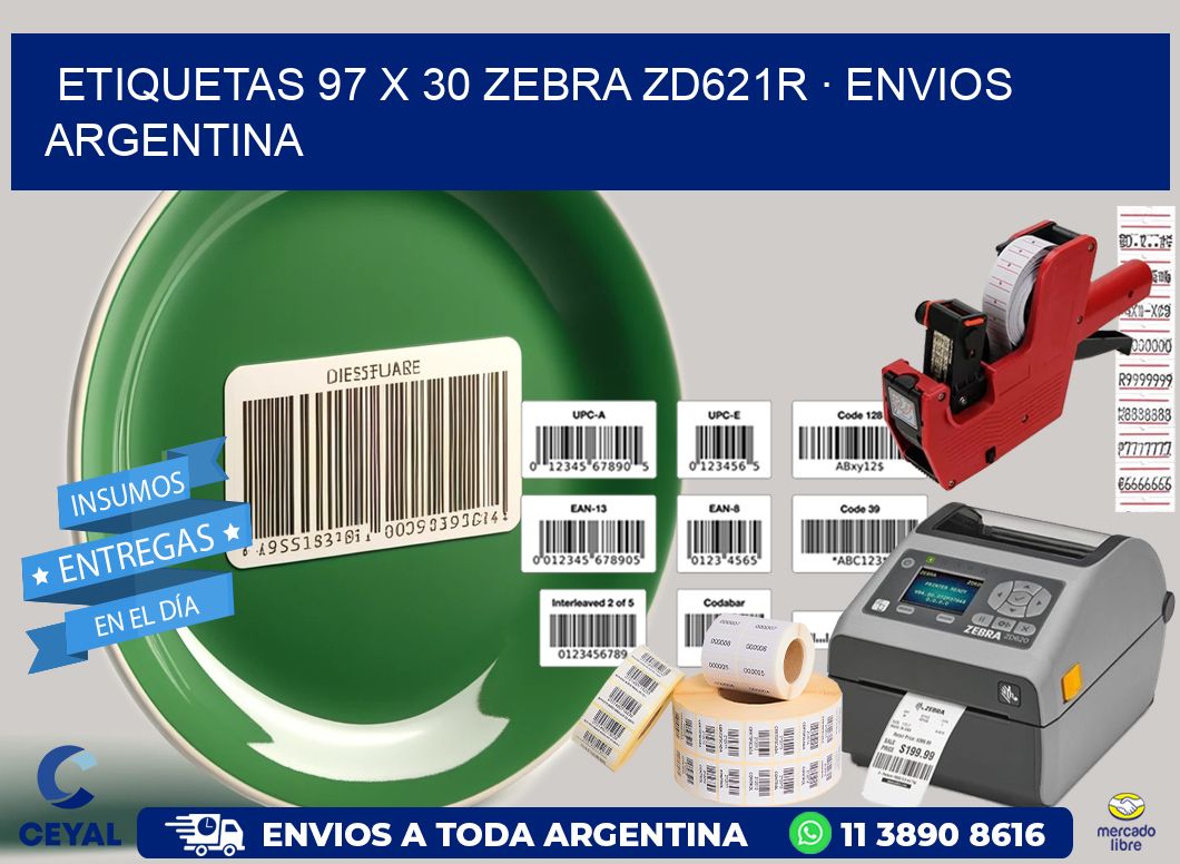 ETIQUETAS 97 x 30 ZEBRA ZD621R · ENVIOS ARGENTINA