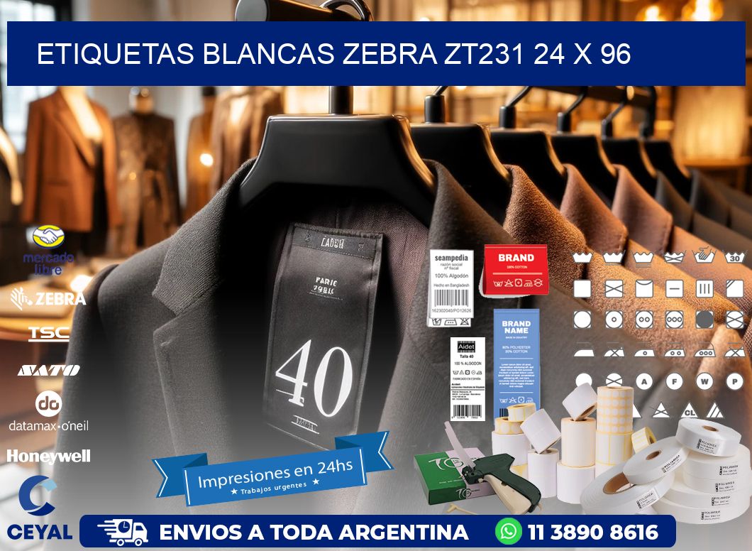 ETIQUETAS BLANCAS ZEBRA ZT231 24 x 96