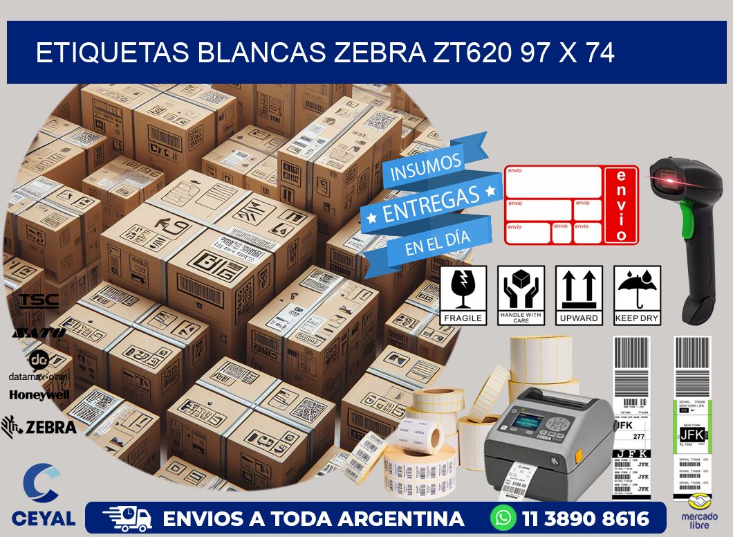 ETIQUETAS BLANCAS ZEBRA ZT620 97 x 74