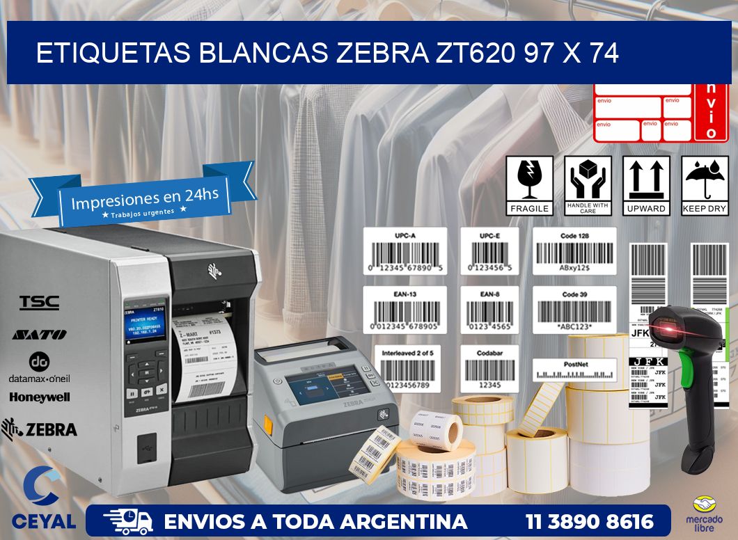ETIQUETAS BLANCAS ZEBRA ZT620 97 x 74
