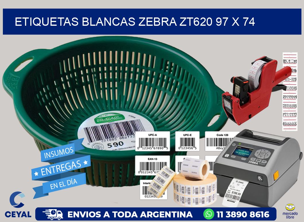 ETIQUETAS BLANCAS ZEBRA ZT620 97 x 74