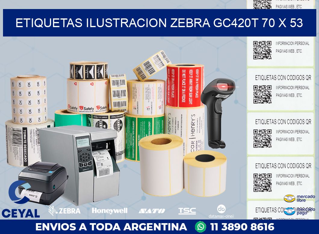 ETIQUETAS ILUSTRACION ZEBRA GC420T 70 x 53