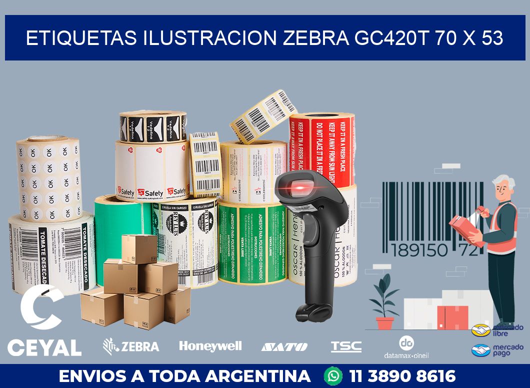 ETIQUETAS ILUSTRACION ZEBRA GC420T 70 x 53