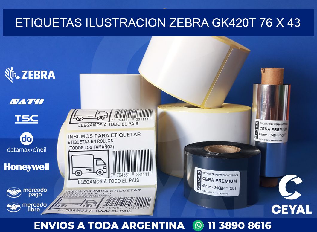 ETIQUETAS ILUSTRACION ZEBRA GK420T 76 x 43