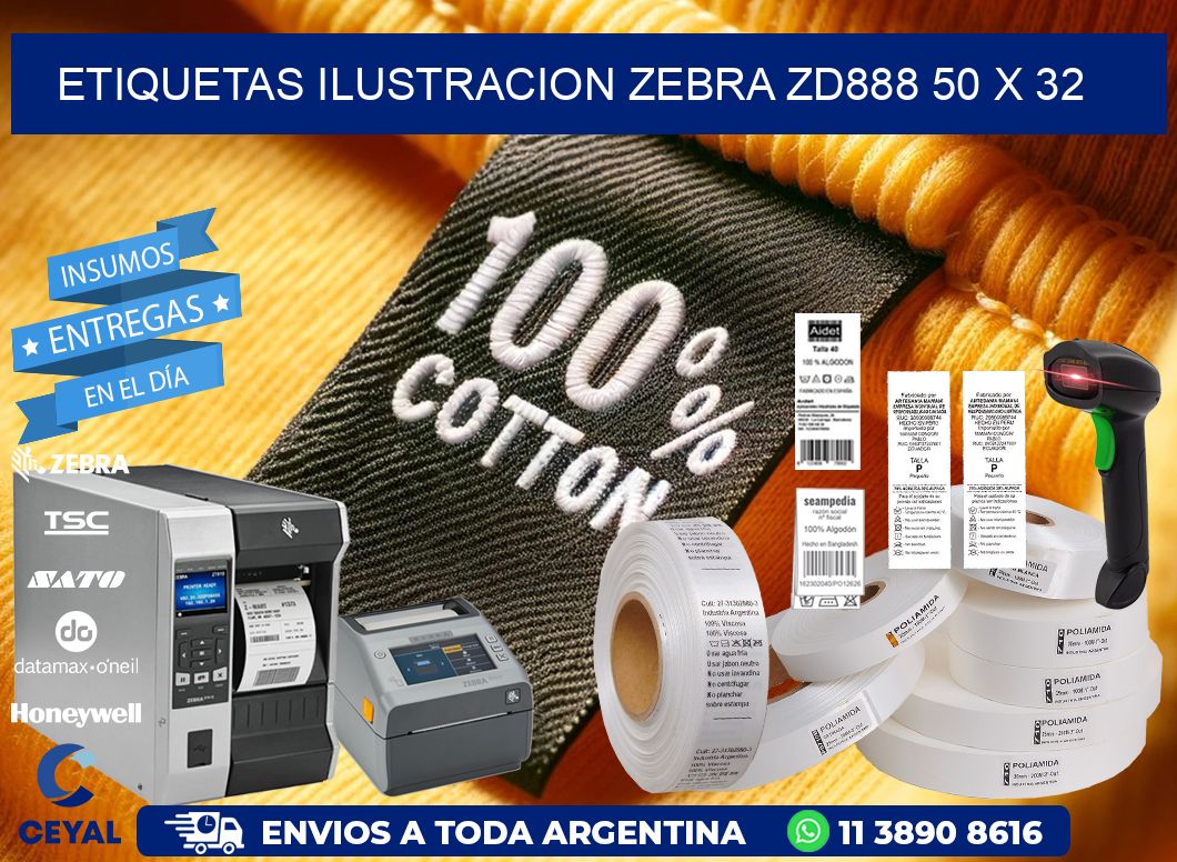 ETIQUETAS ILUSTRACION ZEBRA ZD888 50 x 32