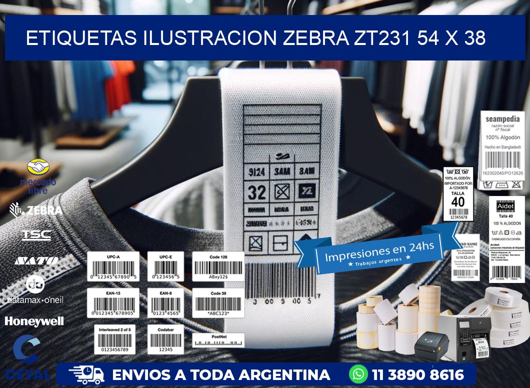 ETIQUETAS ILUSTRACION ZEBRA ZT231 54 x 38
