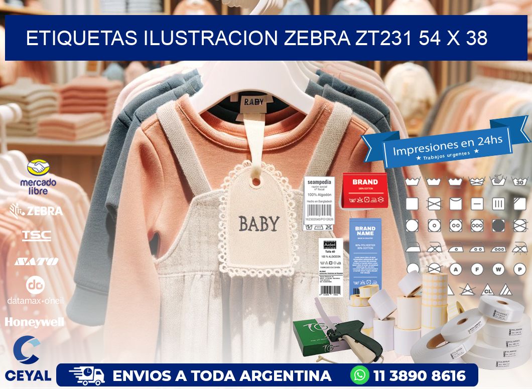 ETIQUETAS ILUSTRACION ZEBRA ZT231 54 x 38