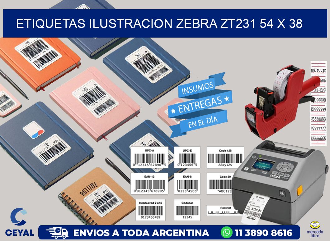 ETIQUETAS ILUSTRACION ZEBRA ZT231 54 x 38