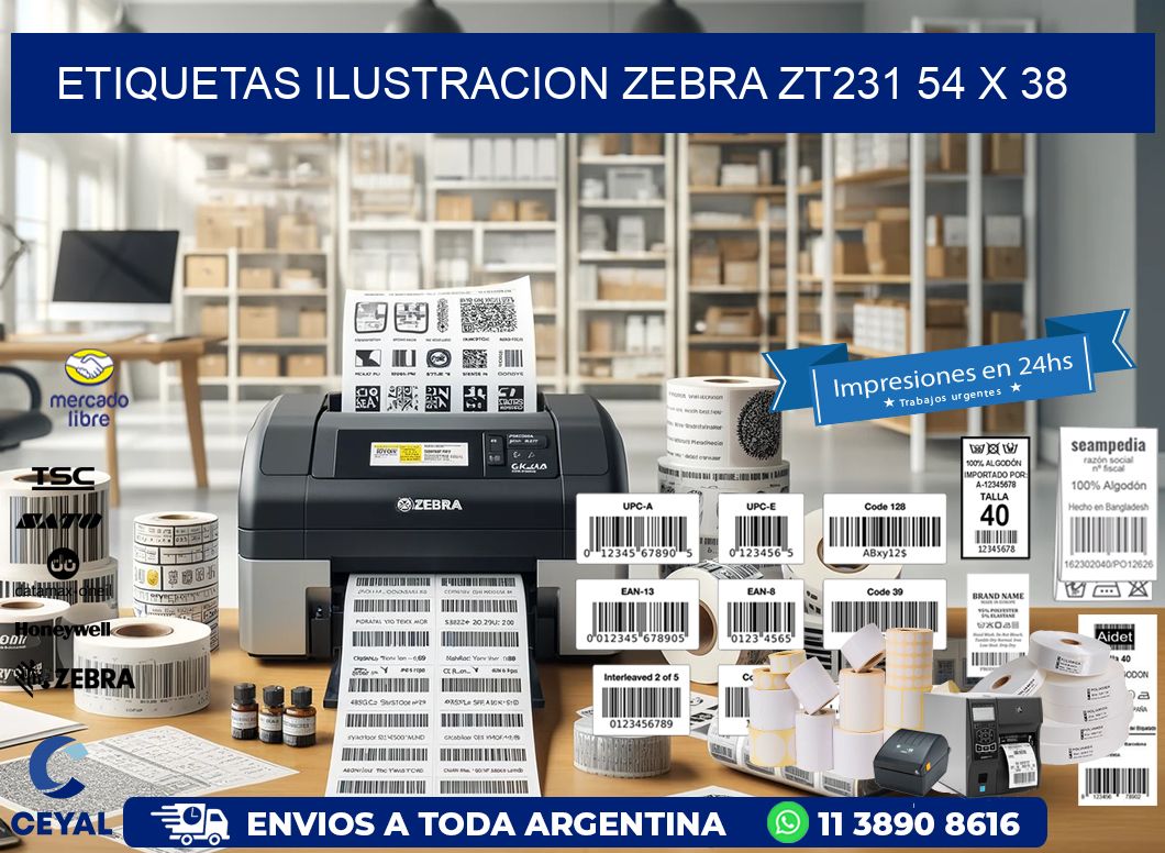 ETIQUETAS ILUSTRACION ZEBRA ZT231 54 x 38