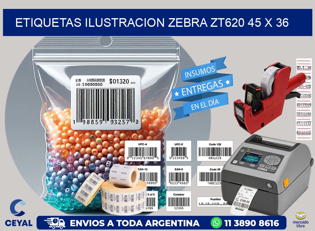 ETIQUETAS ILUSTRACION ZEBRA ZT620 45 x 36