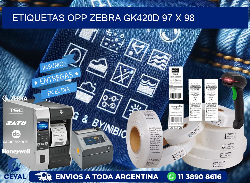 ETIQUETAS OPP ZEBRA GK420D 97 x 98