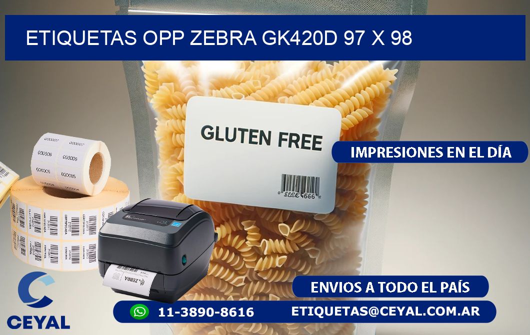 ETIQUETAS OPP ZEBRA GK420D 97 x 98