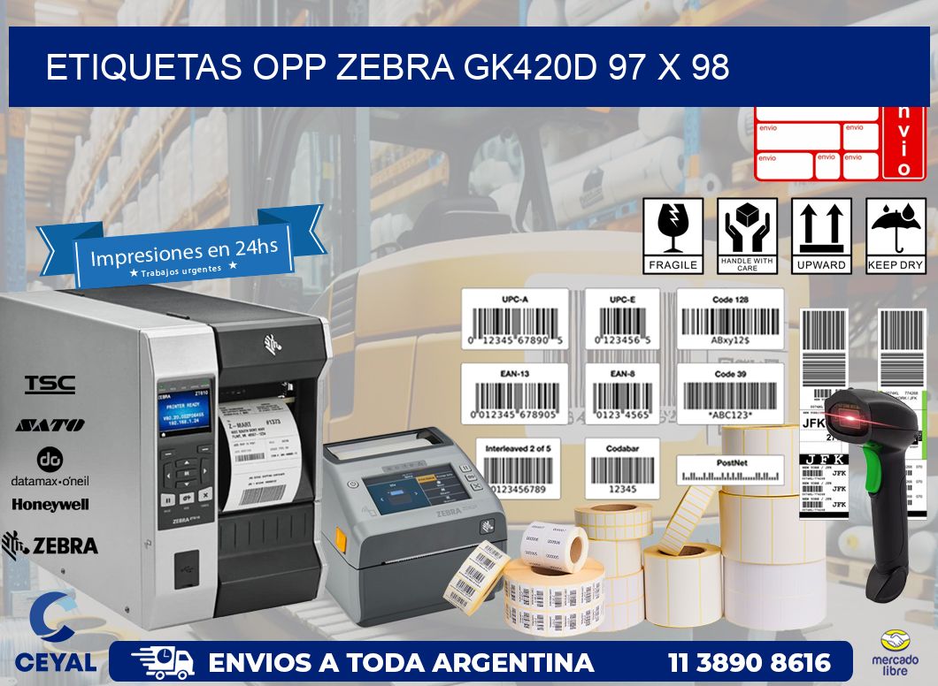 ETIQUETAS OPP ZEBRA GK420D 97 x 98