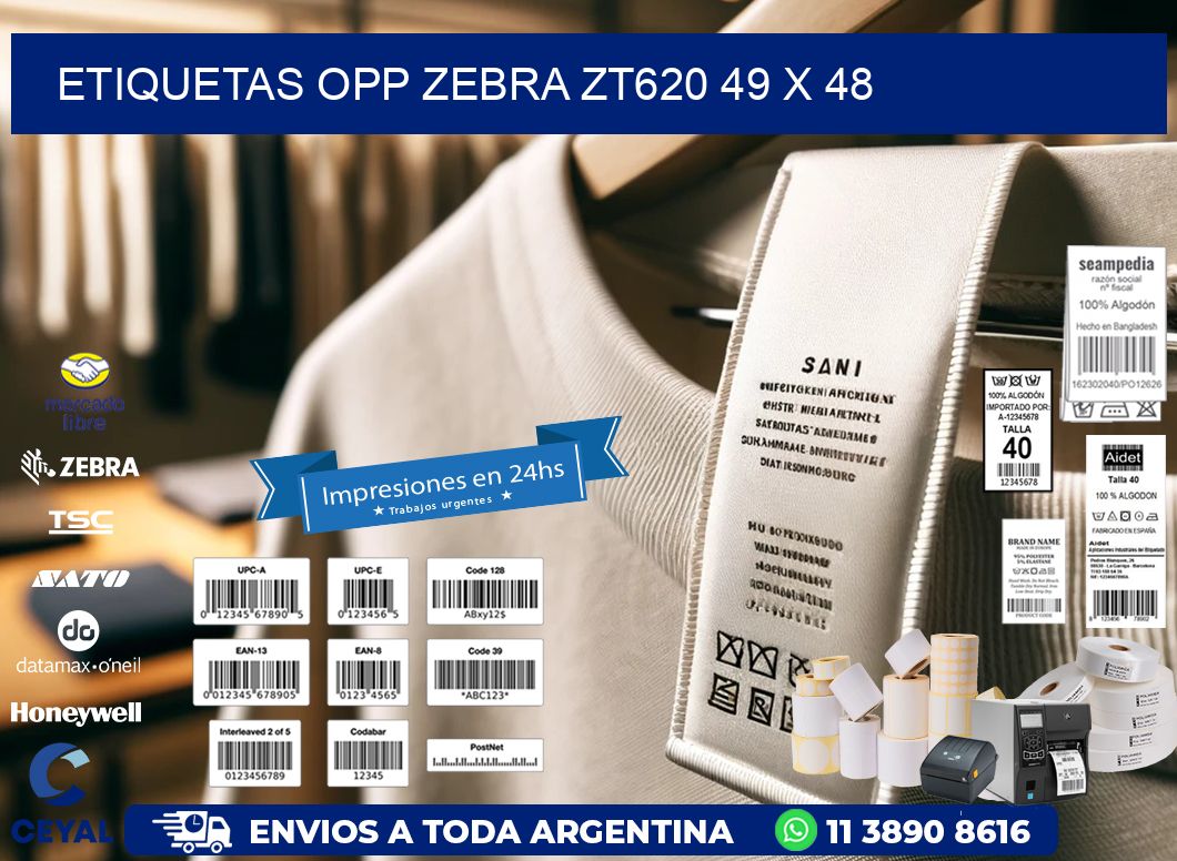 ETIQUETAS OPP ZEBRA ZT620 49 x 48