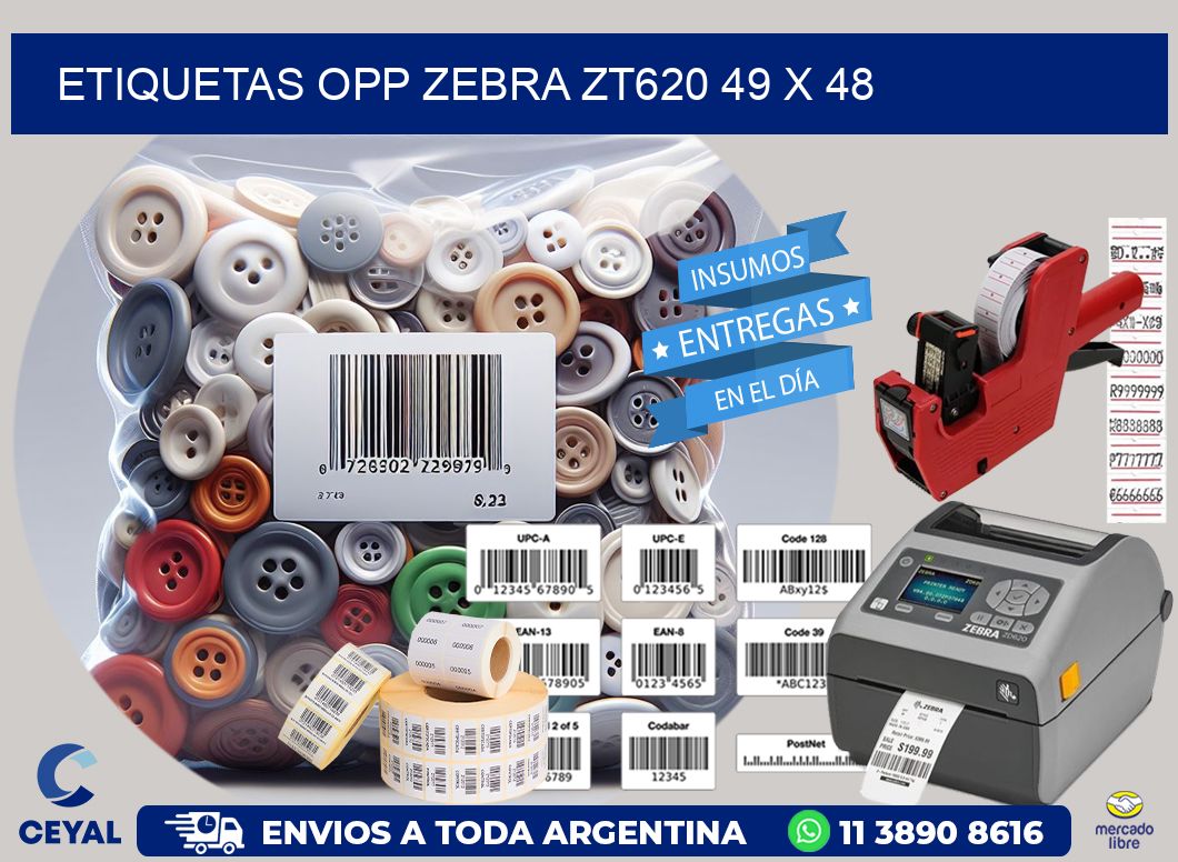 ETIQUETAS OPP ZEBRA ZT620 49 x 48