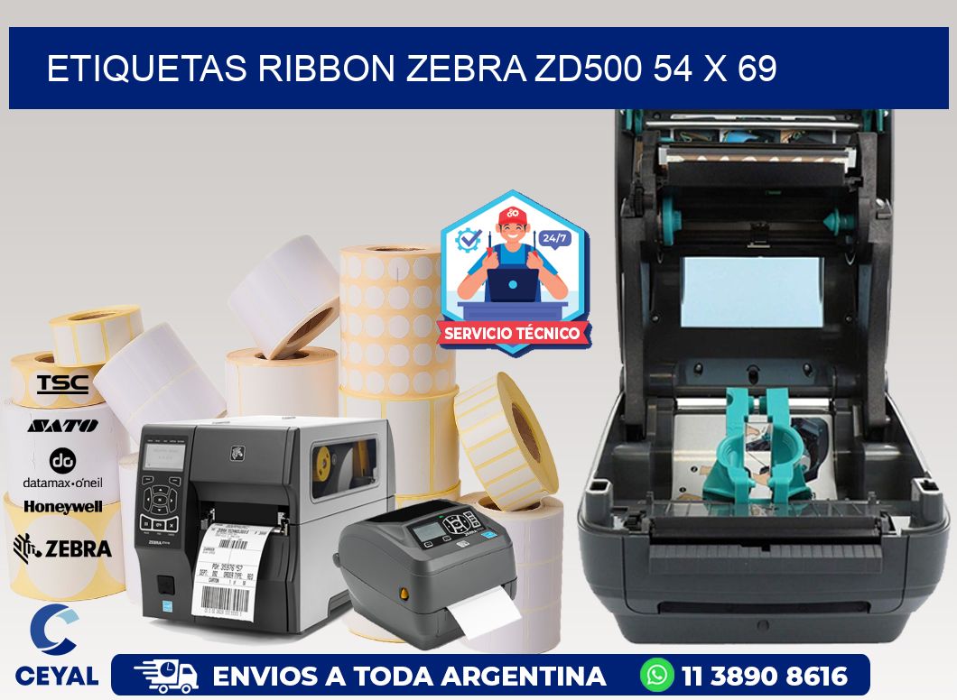 ETIQUETAS RIBBON Zebra ZD500 54 x 69