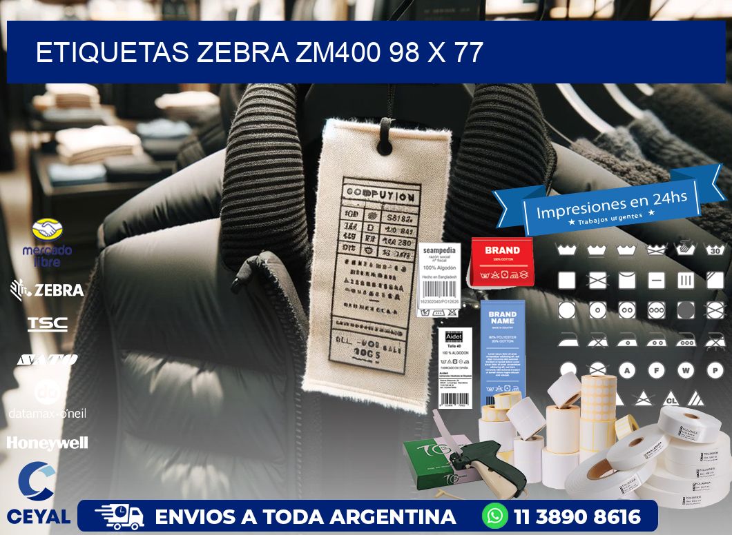 ETIQUETAS Zebra ZM400 98 x 77