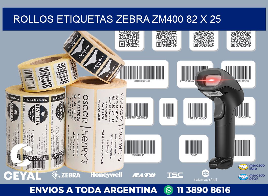ROLLOS ETIQUETAS Zebra ZM400 82 x 25