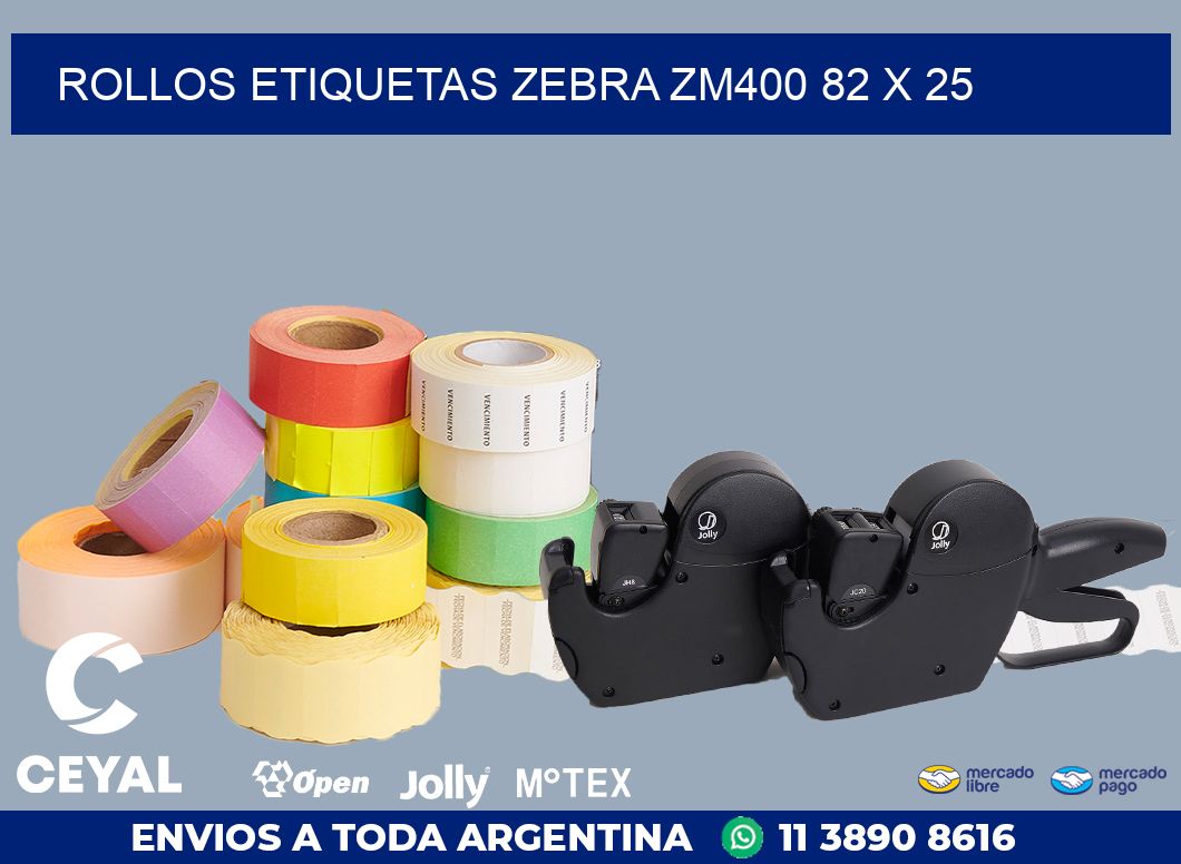 ROLLOS ETIQUETAS Zebra ZM400 82 x 25