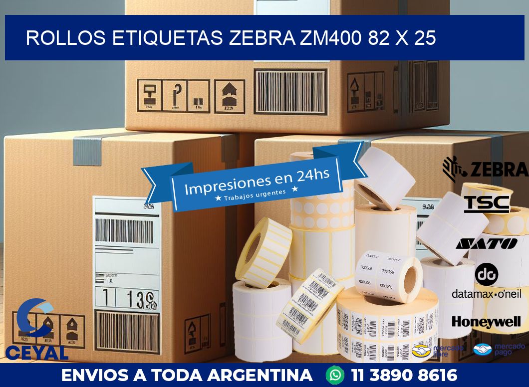 ROLLOS ETIQUETAS Zebra ZM400 82 x 25