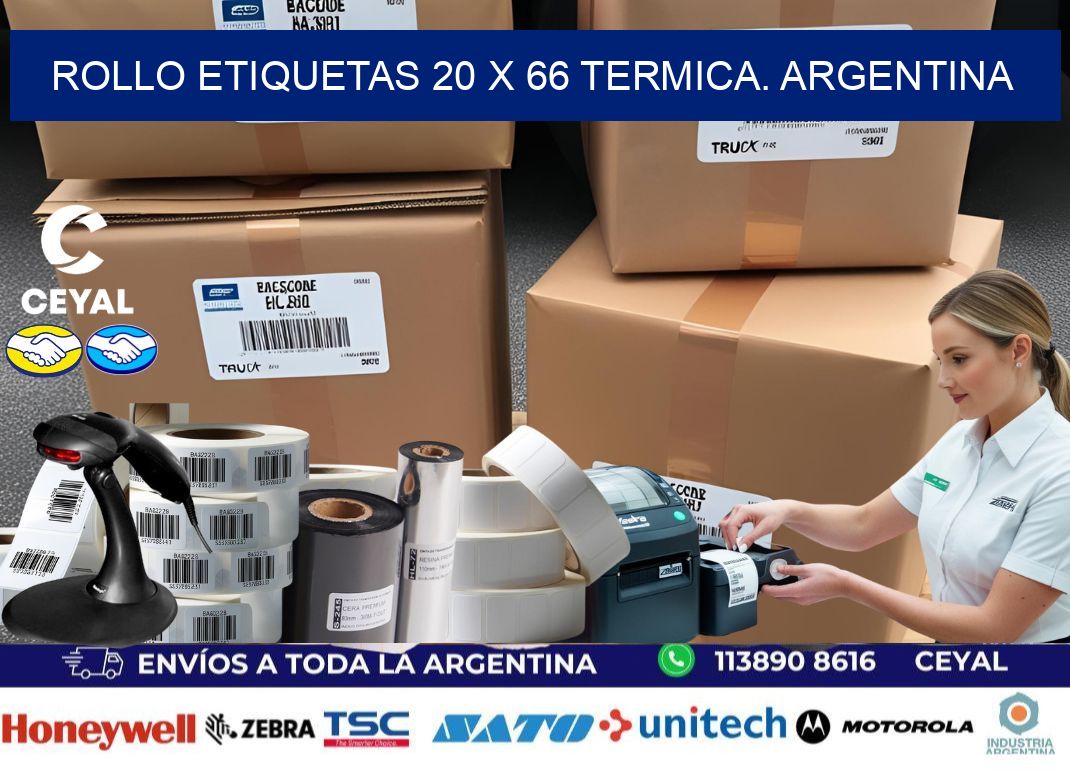 Rollo etiquetas 20 x 66 termica. Argentina