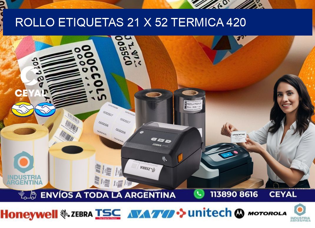 Rollo etiquetas 21 x 52 termica 420