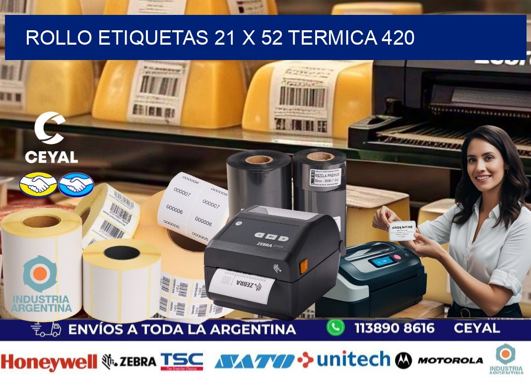 Rollo etiquetas 21 x 52 termica 420