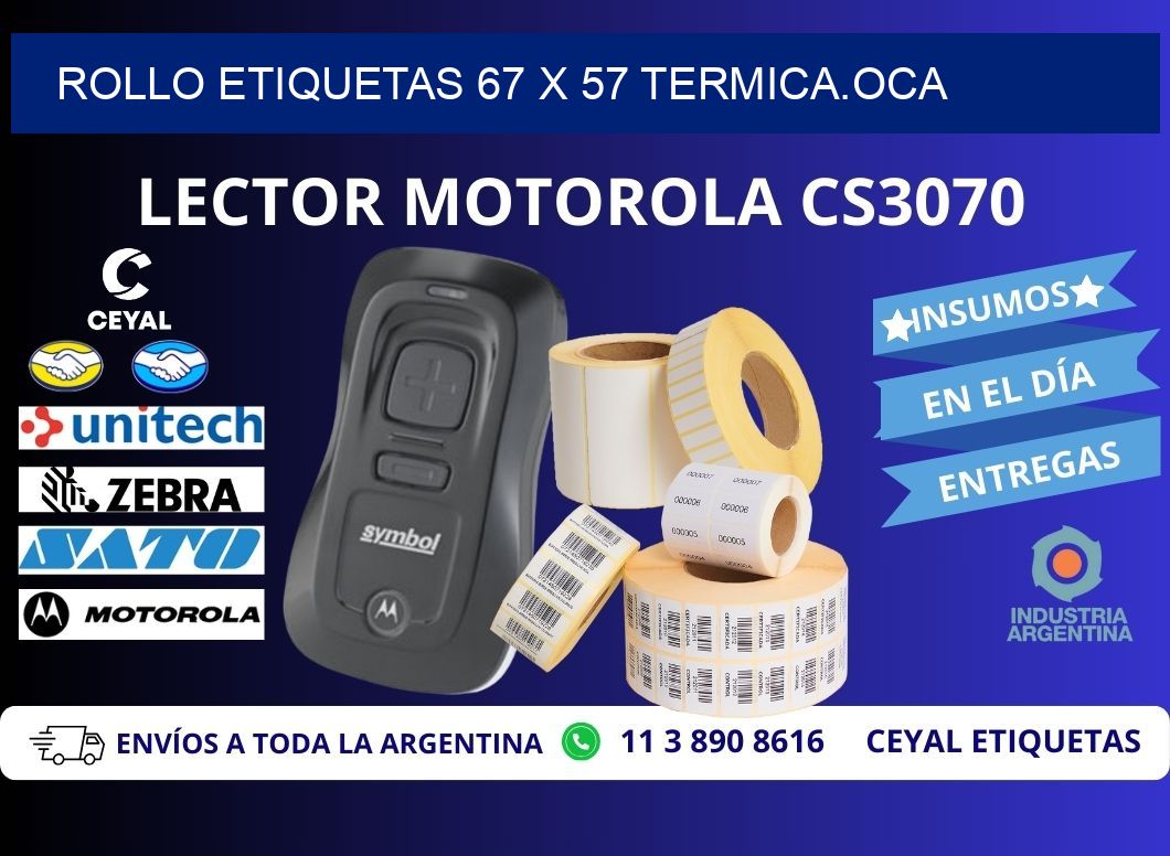 Rollo etiquetas 67 x 57 termica.OCA