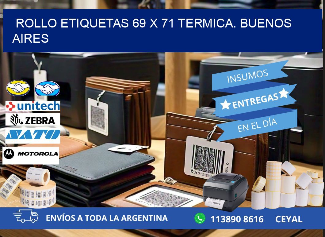 Rollo etiquetas 69 x 71 termica. Buenos Aires