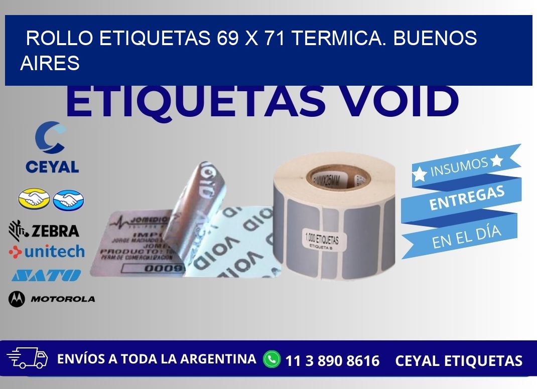 Rollo etiquetas 69 x 71 termica. Buenos Aires