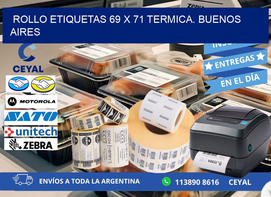 Rollo etiquetas 69 x 71 termica. Buenos Aires
