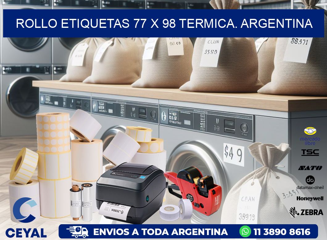 Rollo etiquetas 77 x 98 termica. Argentina