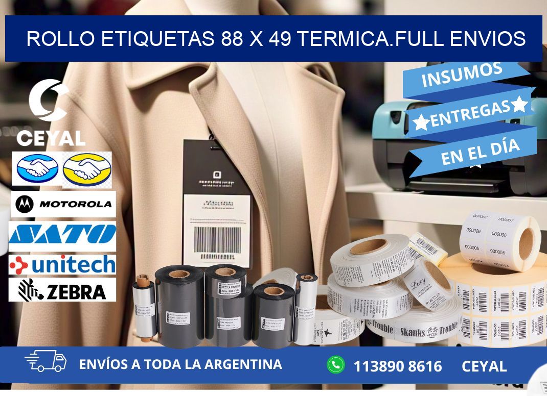 Rollo etiquetas 88 x 49 termica.full envios
