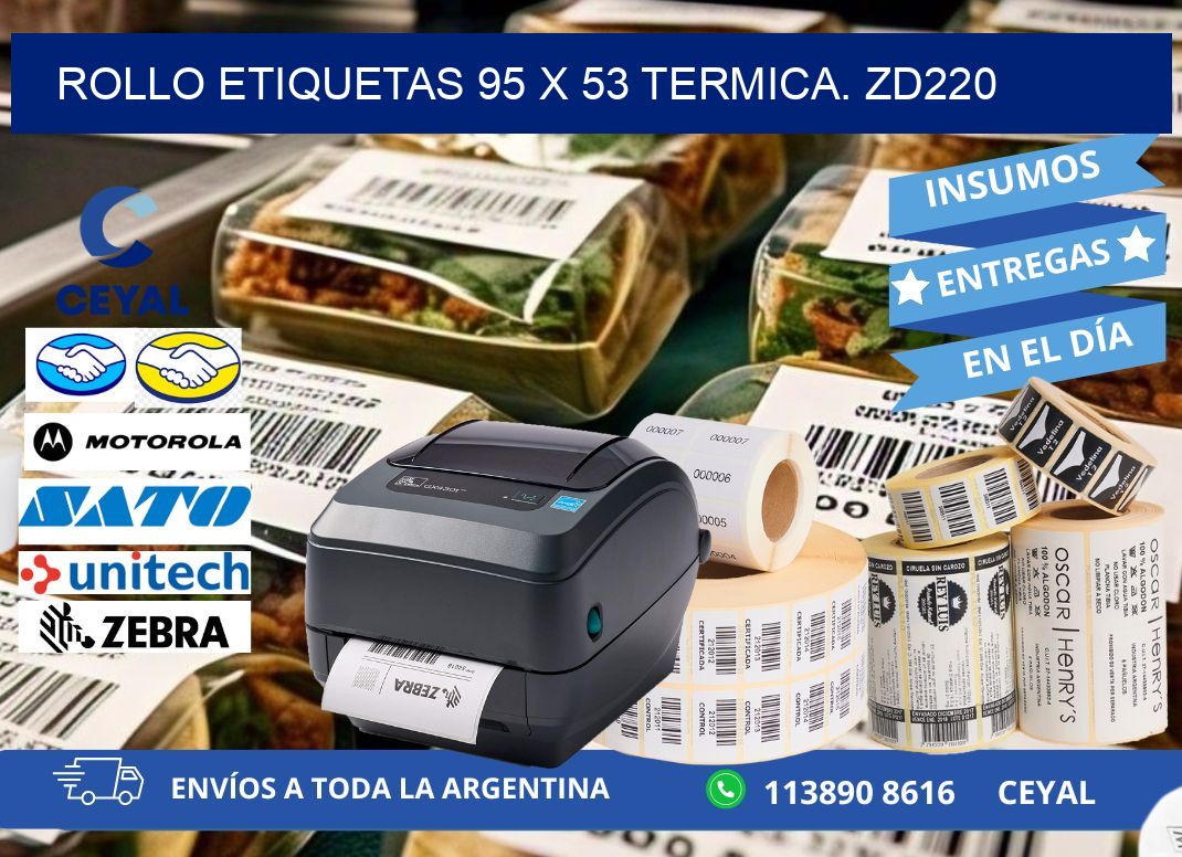 Rollo etiquetas 95 x 53 termica. zd220