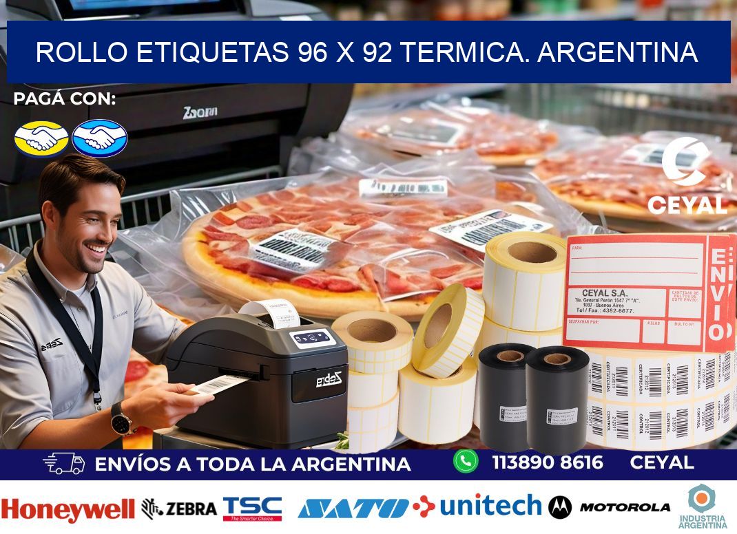 Rollo etiquetas 96 x 92 termica. Argentina