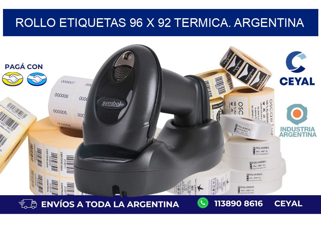 Rollo etiquetas 96 x 92 termica. Argentina