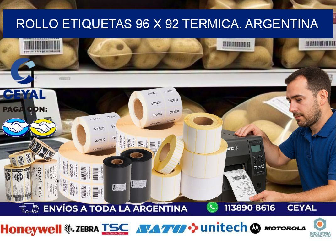 Rollo etiquetas 96 x 92 termica. Argentina