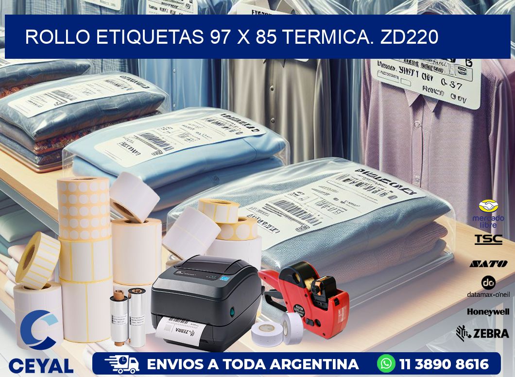 Rollo etiquetas 97 x 85 termica. zd220