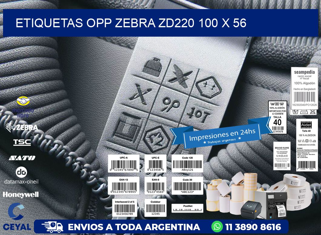 ETIQUETAS OPP ZEBRA ZD220 100 x 56