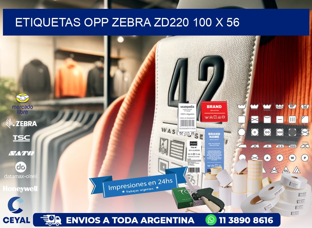 ETIQUETAS OPP ZEBRA ZD220 100 x 56