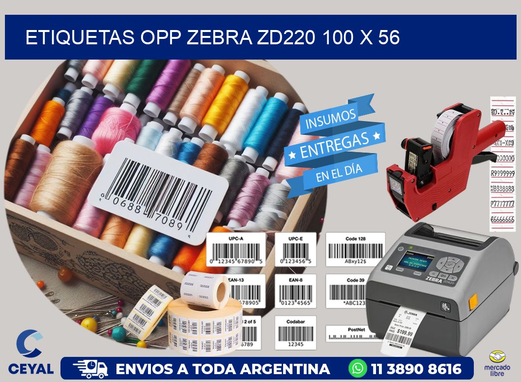 ETIQUETAS OPP ZEBRA ZD220 100 x 56