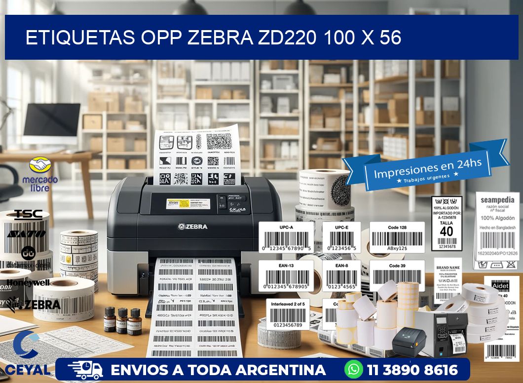ETIQUETAS OPP ZEBRA ZD220 100 x 56