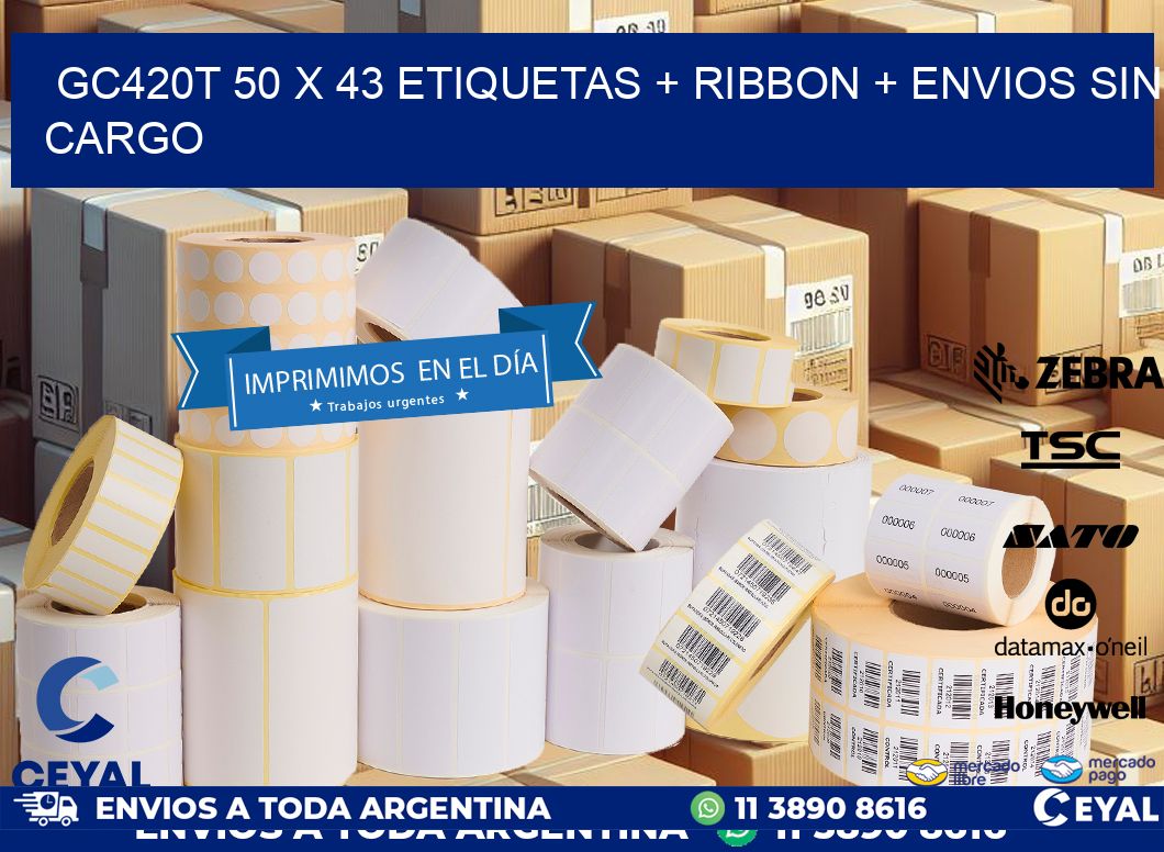 GC420T 50 x 43 etiquetas + ribbon + envios sin cargo