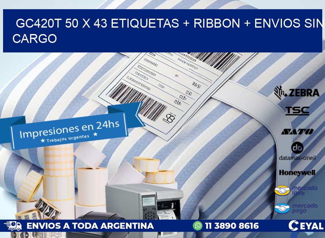 GC420T 50 x 43 etiquetas + ribbon + envios sin cargo