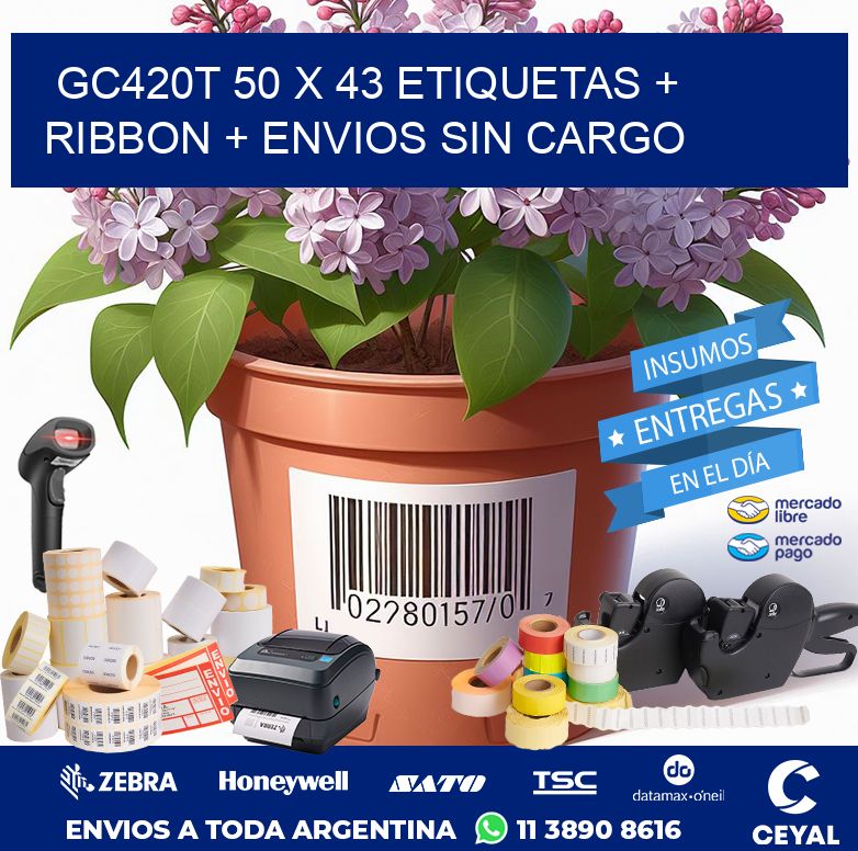 GC420T 50 x 43 etiquetas + ribbon + envios sin cargo